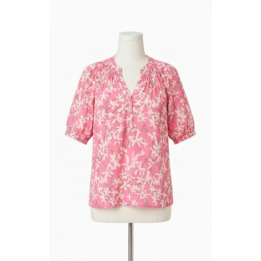 NEW LILLY PULITZER elsa short sleeve silk top in confetti pink liza